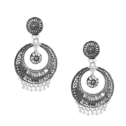 Oxidised Silver Chandbali Earrings for Women & Girls (SJ_1129)