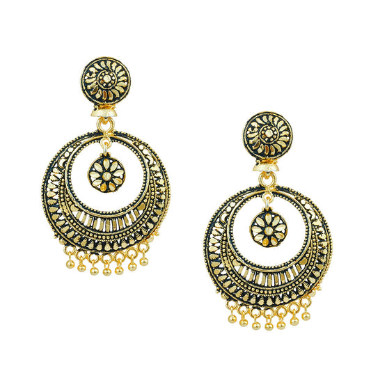 Oxidised Silver Chandbali Earrings for Women & Girls (SJ_1130)