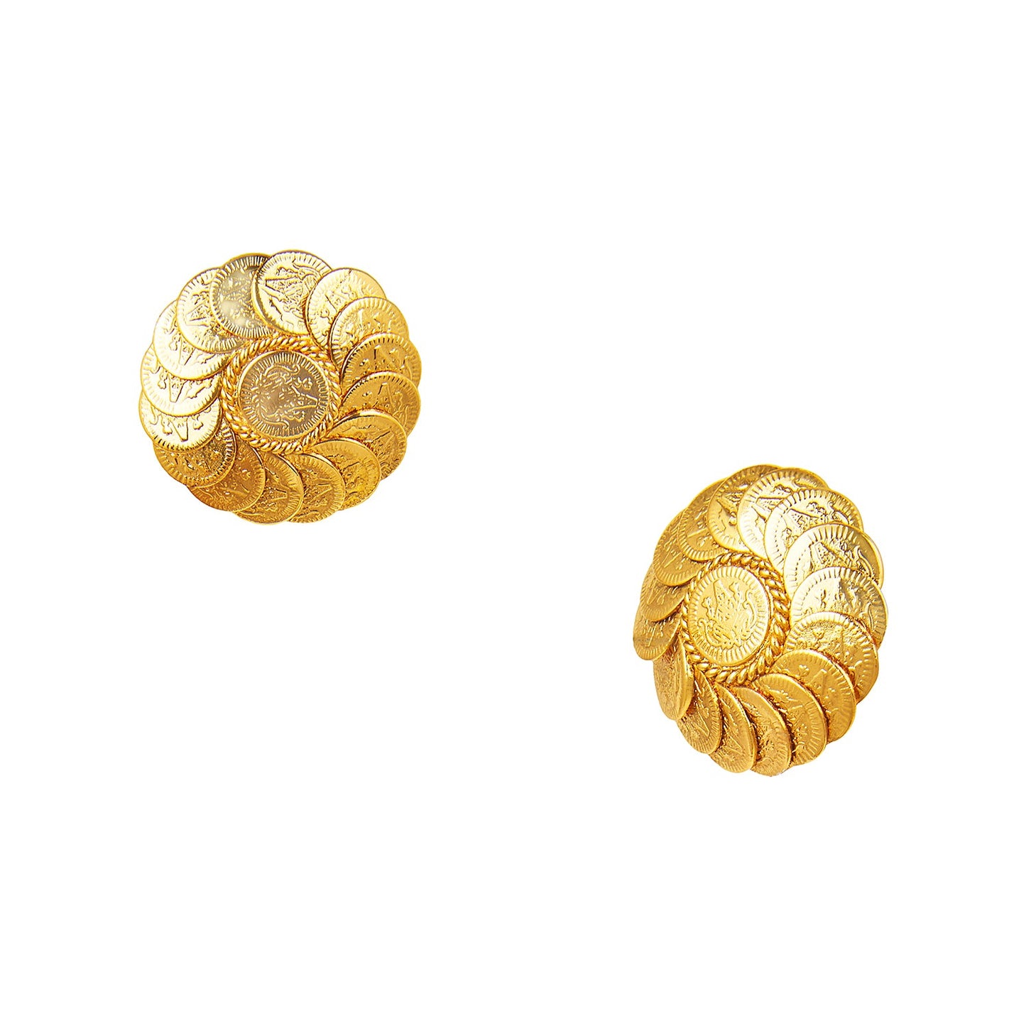 22K Lakshmi Coin Gold Stud Earrings For Women (SJ_1152)