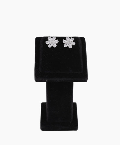 Rhodium Ziconia Flower Studs (SJ_120)