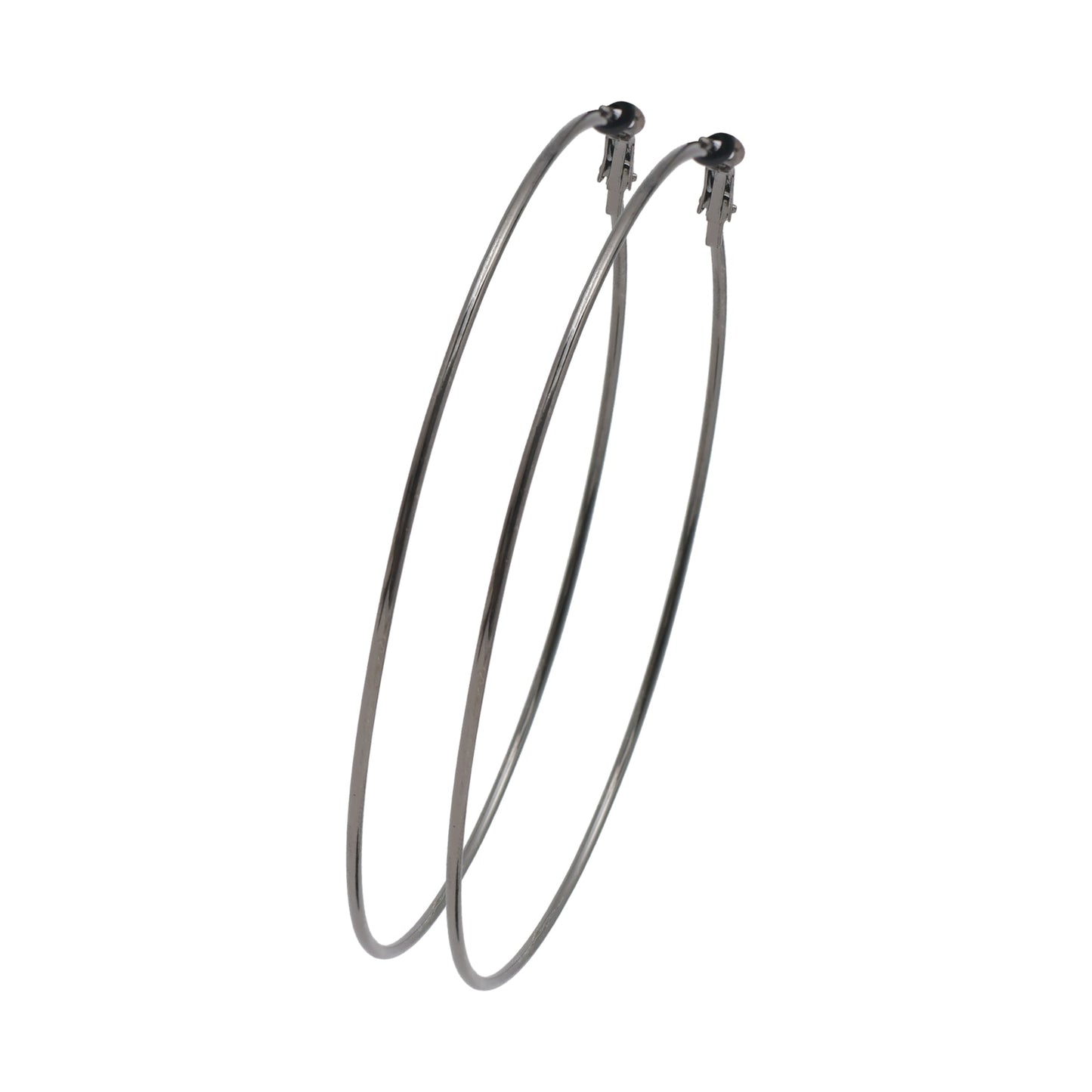 Fine Gunmetal Oxidised Plated Big Size Partywear and Stylish Hoop Earrings For Girls and Women  (SJ_1307)