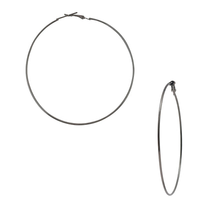 Fine Gunmetal Oxidised Plated Big Size Partywear and Stylish Hoop Earrings For Girls and Women  (SJ_1307)