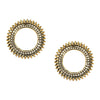 18K Antique Gold Stylish Oxidised Afghani Stud Hoop Earrings For Women (SJ_1326)