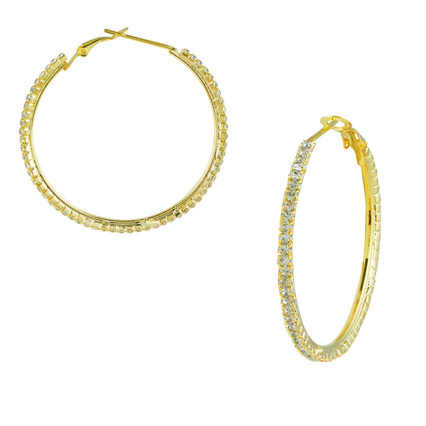 Austrian Crystal and CZ Gold Plated Hoop Earrings for Women (SJ_1356)