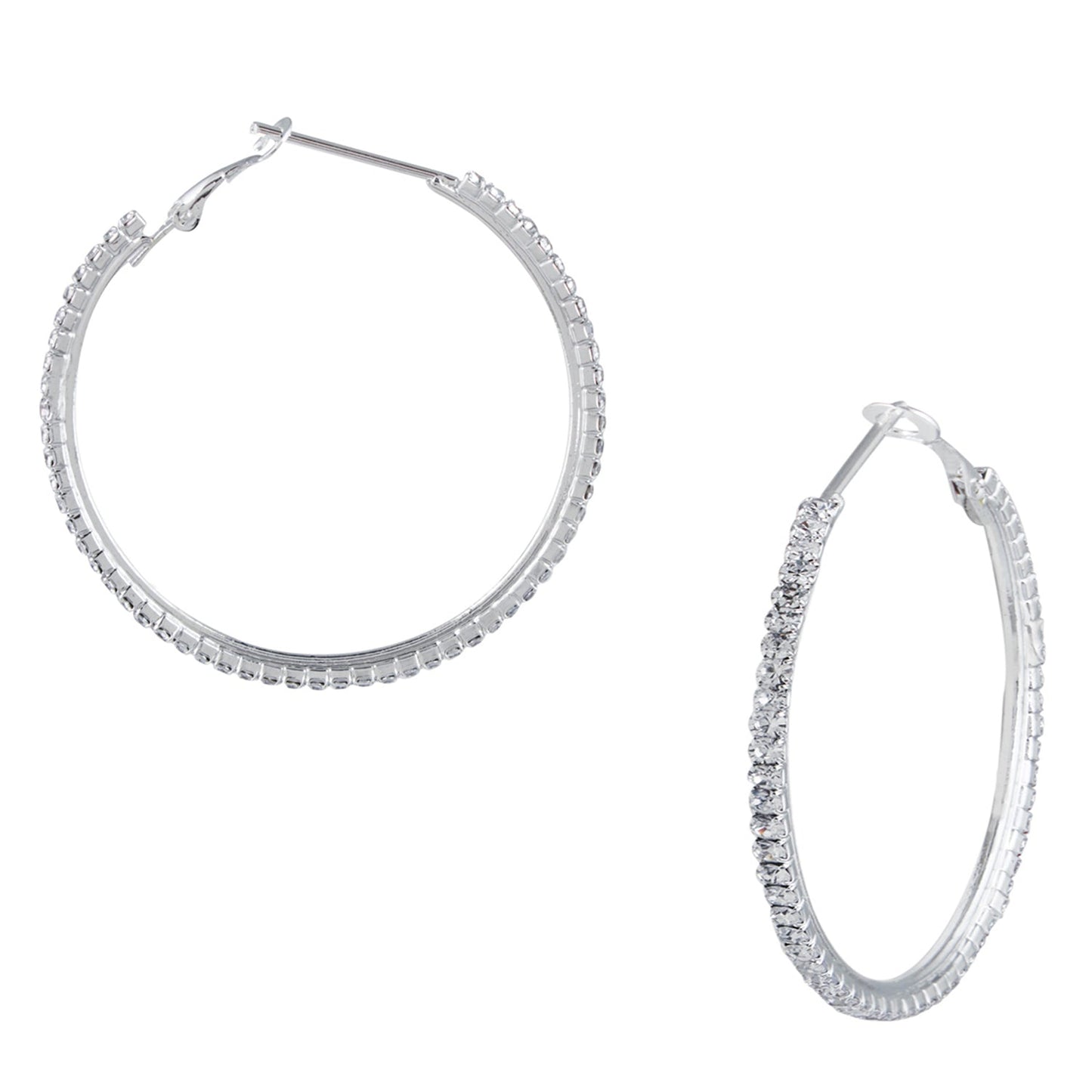 Austrian Crystal and CZ Silver Plated Hoop Earrings for Women (SJ_1357)