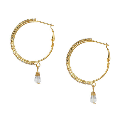 Austrian Crystal and CZ Gold Plated Hoop Earrings for Women (SJ_1358)