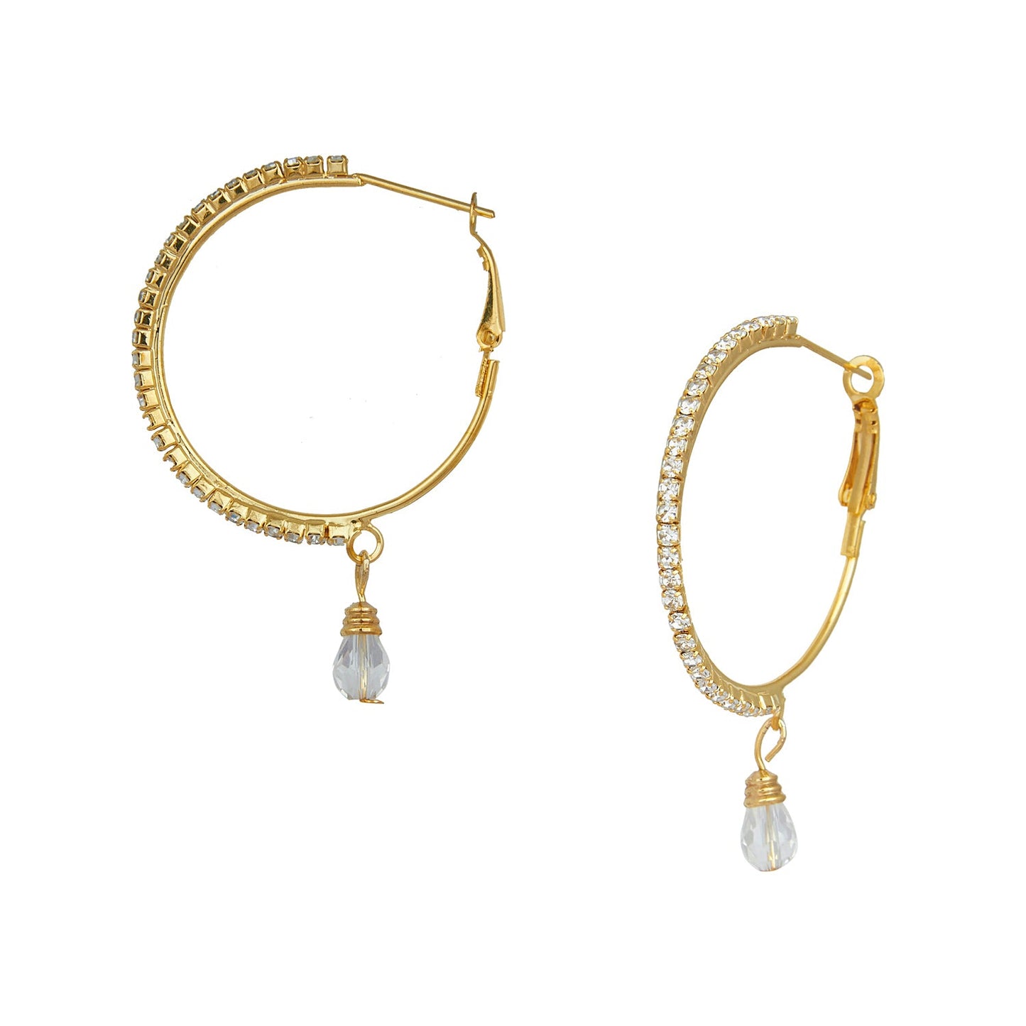 Austrian Crystal and CZ Gold Plated Hoop Earrings for Women (SJ_1358)