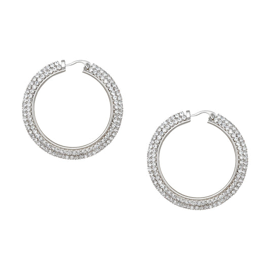Austrian Crystal and CZ Silver Plated Hoop Earrings for Women (SJ_1360)