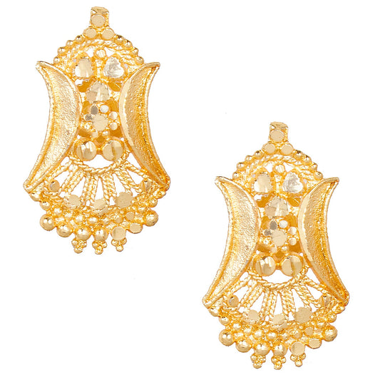 24K  Traditional Indain Ethnic Bridal Plain Gold Studs for Women (SJ_1414)