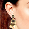 18K Antique Gold Plated Oxidised Elephant Jhumka Earring with Pearl Hanging for Women (SJ_1426)