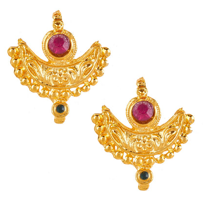 Traditonal Gold Stud Earrings for Women 22K (SJ_1436)