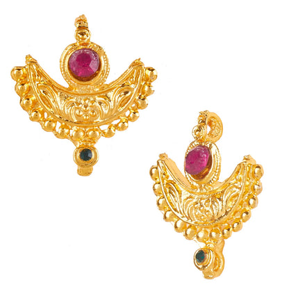 Traditonal Gold Stud Earrings for Women 22K (SJ_1436)