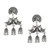 Silver Plated Oxidised Peacock Jhumki Earrings with Pearl Hanging for Women, Girls (SJ_1451)