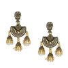 Antique Gold Oxidised Afghani Chandbali Earrings with Pearl Hanging for Women (SJ_1454)