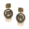 18K Antique Gold Plated Oxidised Elephant Jhumka Earring with Pearl Hanging for Women (SJ_1458)