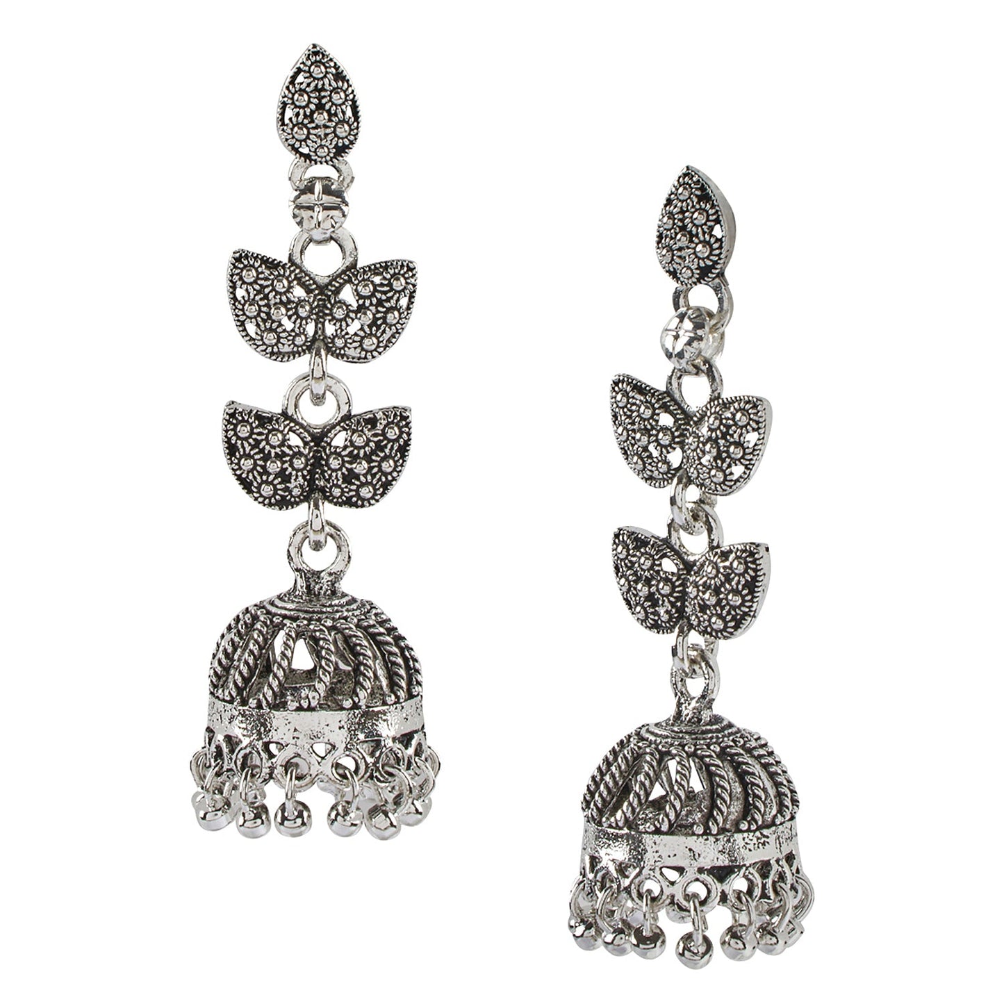 925 Antique Silver Stylish Oxidised Jhumki Earings for Women (SJ_1467)