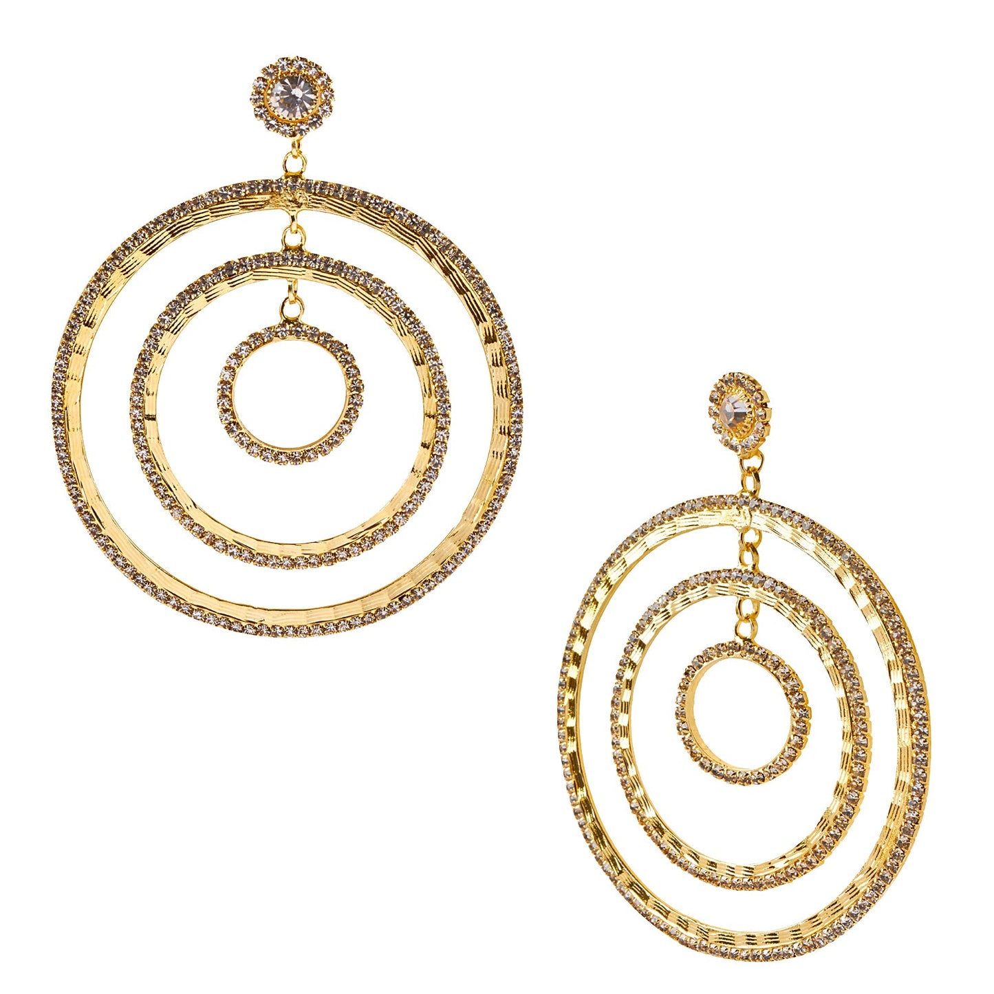 Austrian Crystal and CZ Gold Plated Multilayered Stylish Hoop Earrings for Women (SJ_1468)