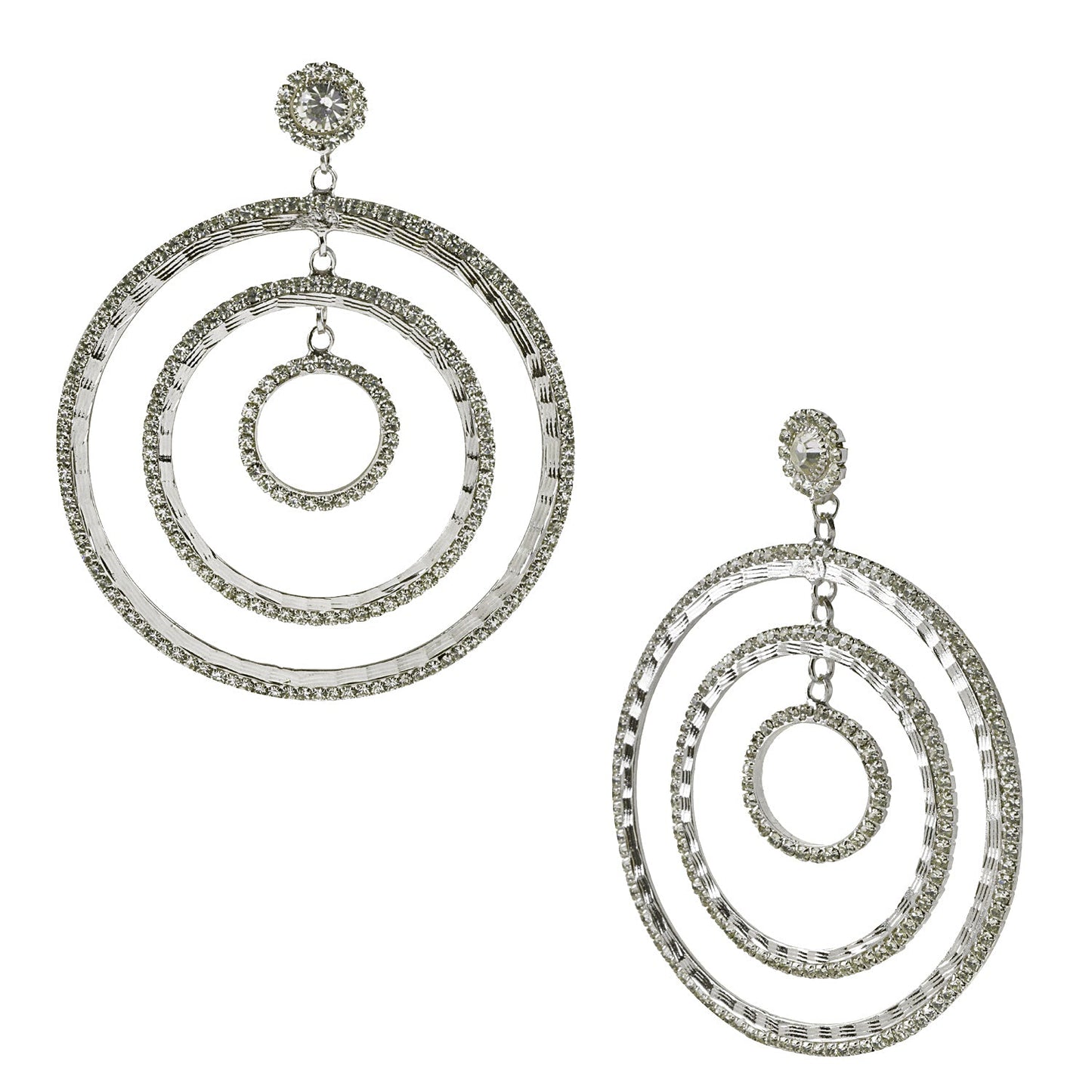 Austrian Crystal and CZ Silver Plated Multilayered Stylish Hoop Earrings for Women (SJ_1469)