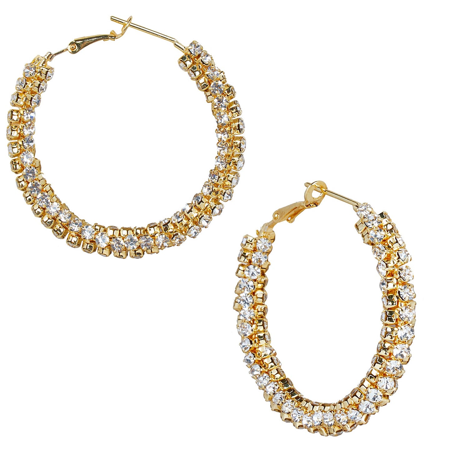 Austrian Crystal and CZ Gold Plated Hoop Earrings for Women (SJ_1474)