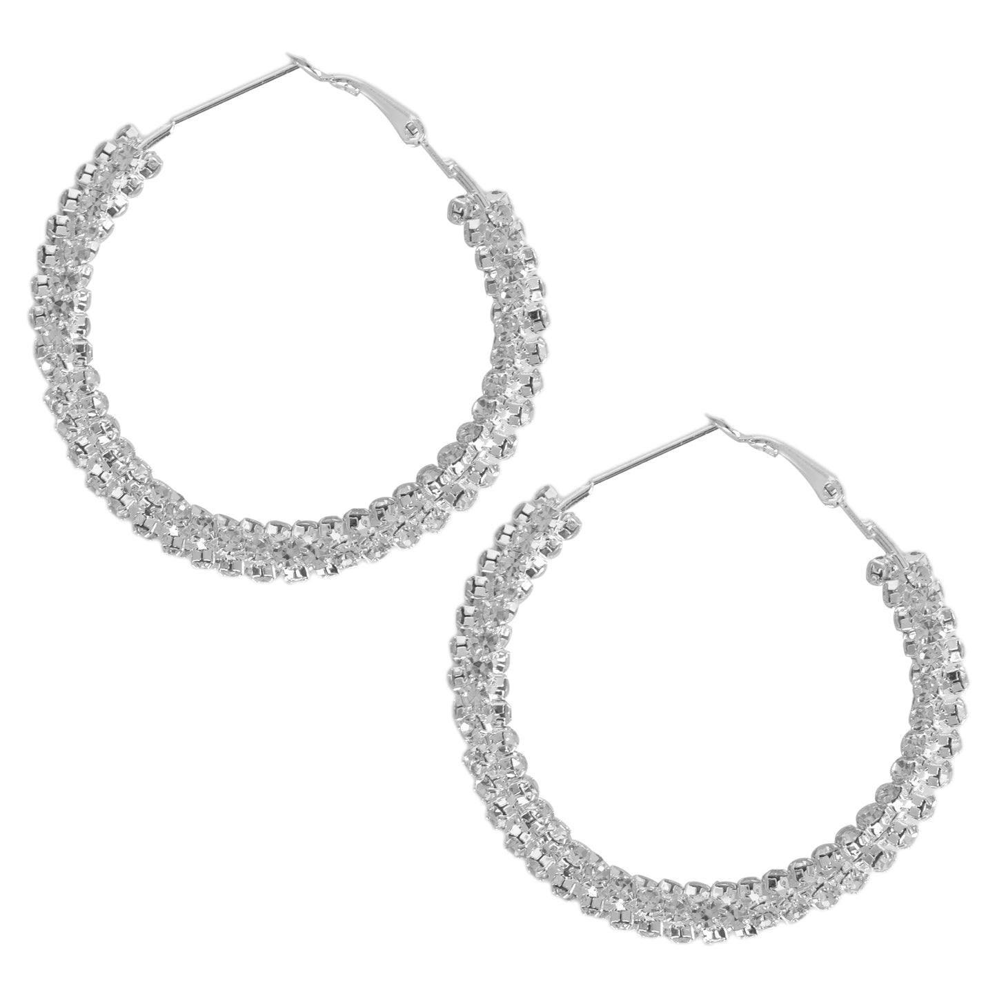 Austrian Crystal and CZ Silver Plated Hoop Earrings for Women (SJ_1475)