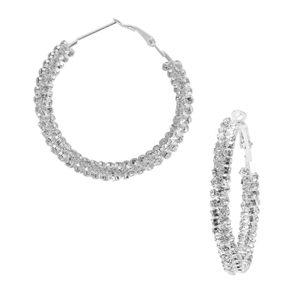 Austrian Crystal and CZ Silver Plated Hoop Earrings for Women (SJ_1475)