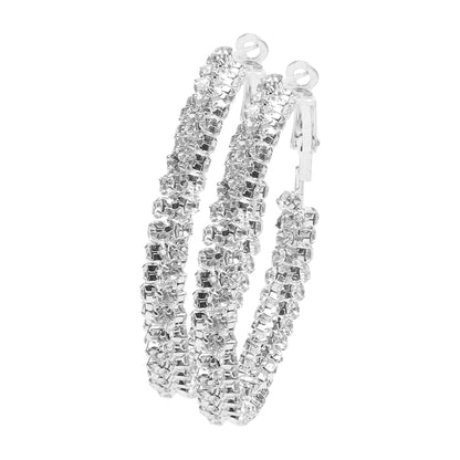 Austrian Crystal and CZ Silver Plated Hoop Earrings for Women (SJ_1475)