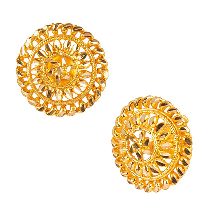 24K  Traditional Indain Ethnic Bridal Plain Gold Studs for Women (SJ_1479)