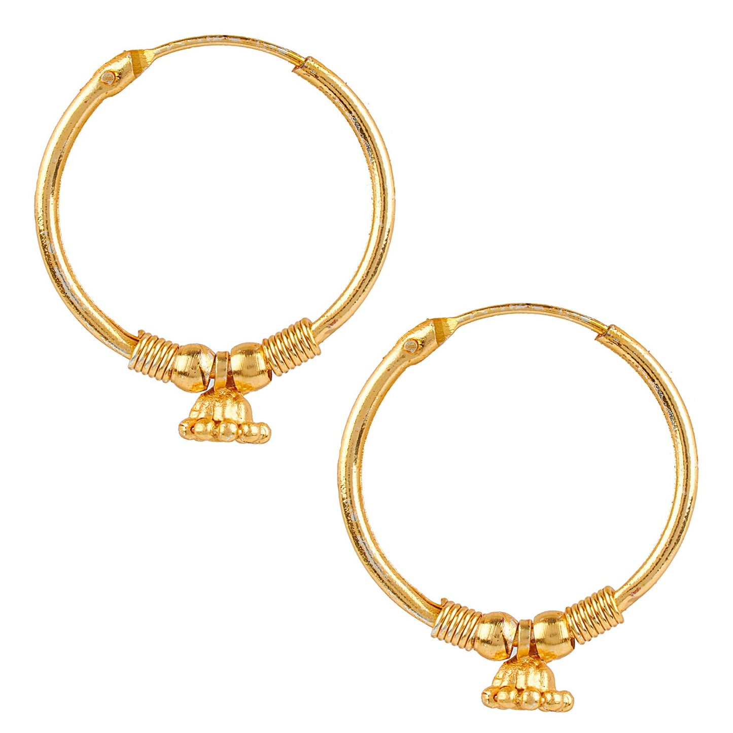 18K Gold Traditional Hoop  Earrings with Pearls (SJ_1486)