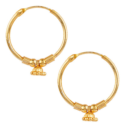 18K Gold Traditional Hoop  Earrings with Pearls (SJ_1486)