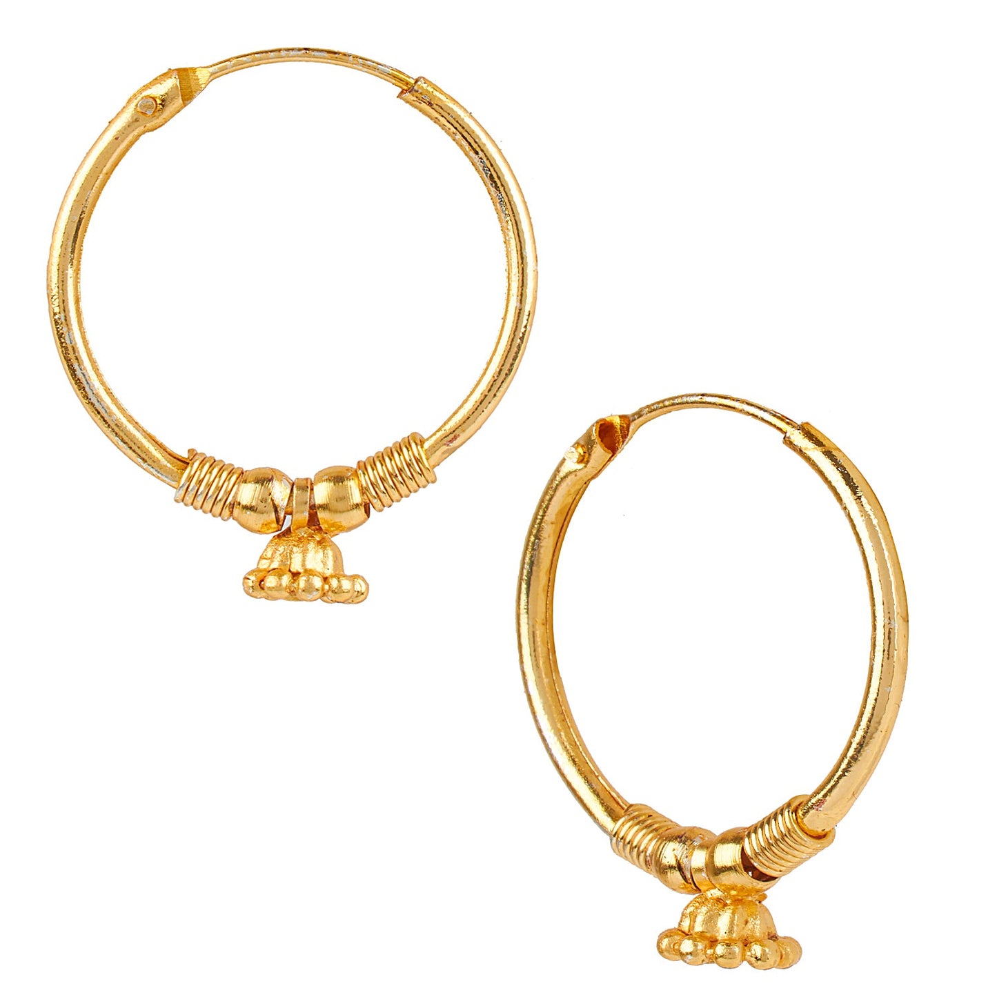 18K Gold Traditional Hoop  Earrings with Pearls (SJ_1486)