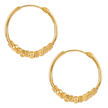 18K Gold Traditional Hoop  Earrings with Pearls (SJ_1488)