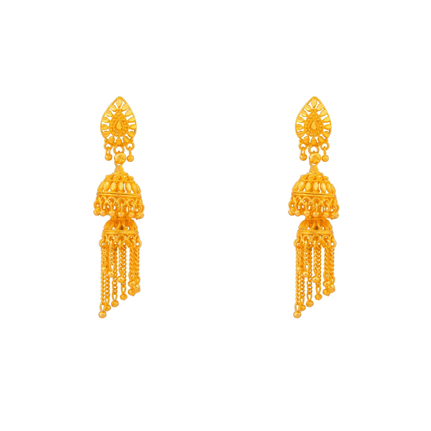 24K Gold Plated Two Layered Traditional Designer Jhumka Earrings for Women  (SJ_1501)