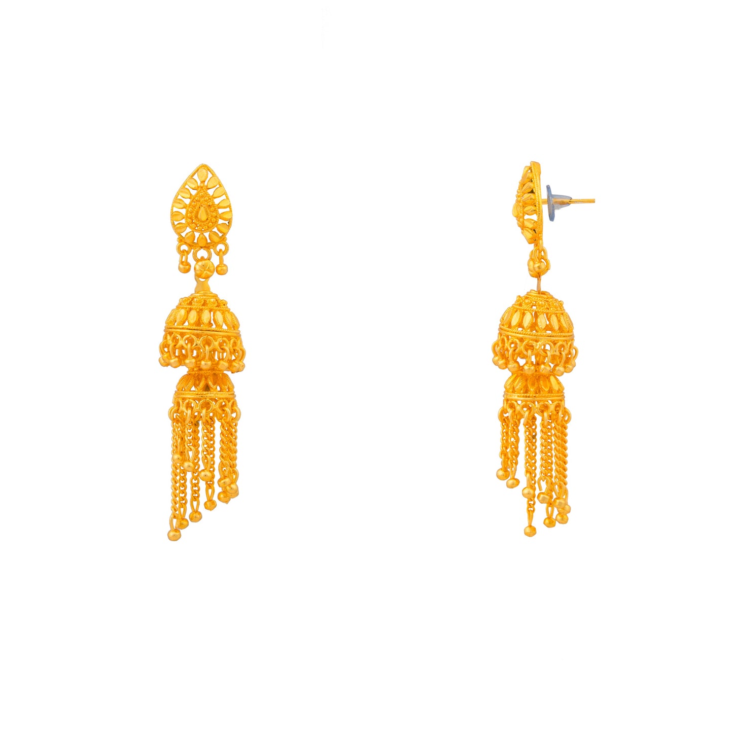 24K Gold Plated Two Layered Traditional Designer Jhumka Earrings for Women  (SJ_1501)