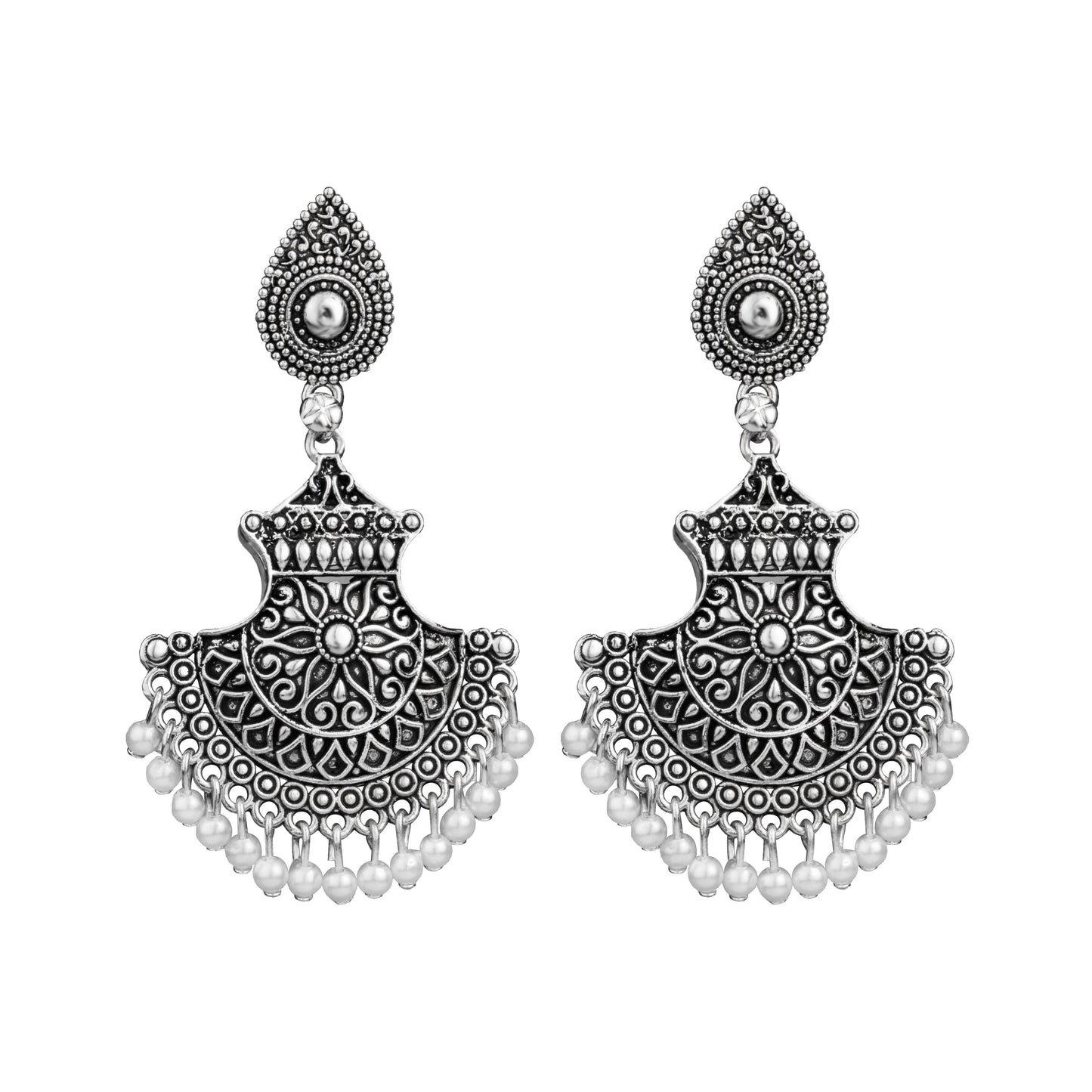 Antique Silver Oxidised Afghani Gypsy Earrings for Women (SJ_1502)