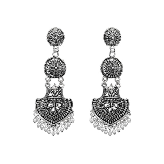 Antique Silver Oxidised Afghani Gypsy Earrings for Women (SJ_1503)