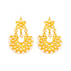 22K Gold Plated Tradintional Chandbali Earring With CZ, LCT Crystals,Kundan & Pearls for Women (SJ_1504)