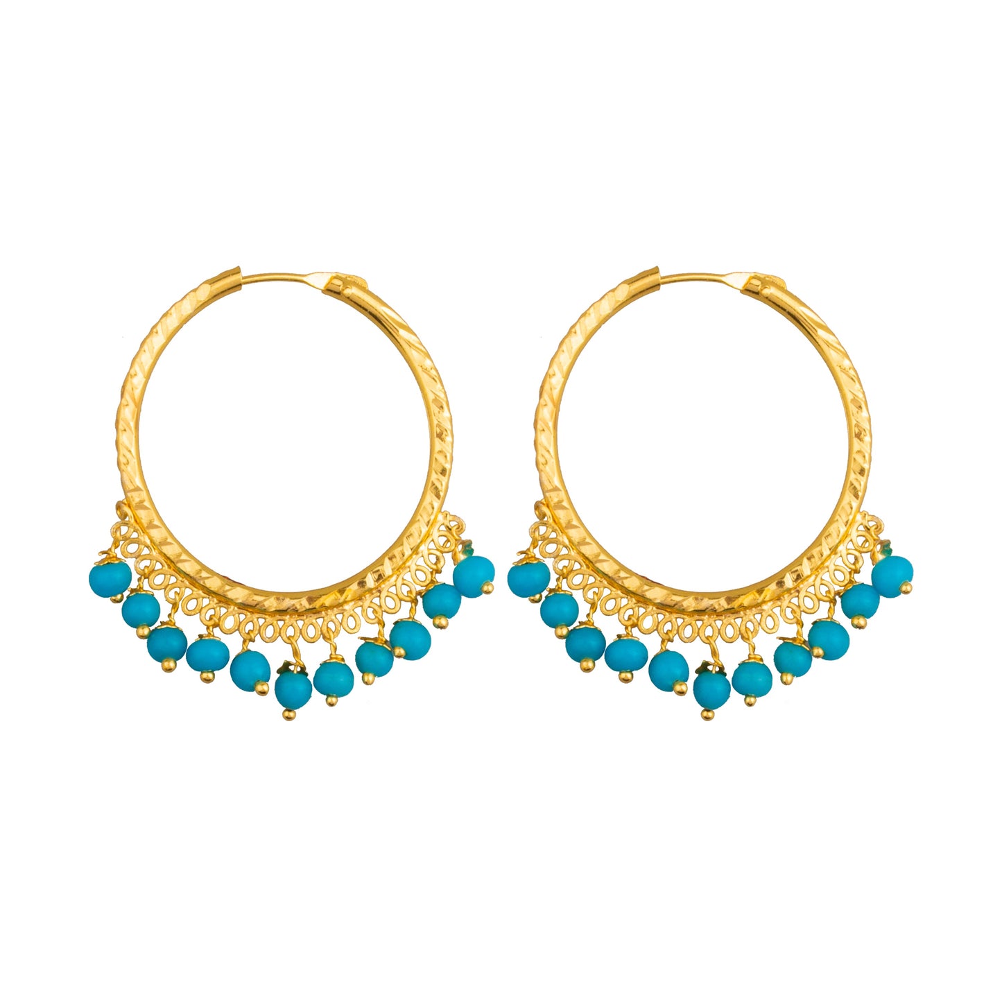 Shining Jewel Gold Plated Traditional Bali Stud Hoop Earrings for Women (SJ_1530)