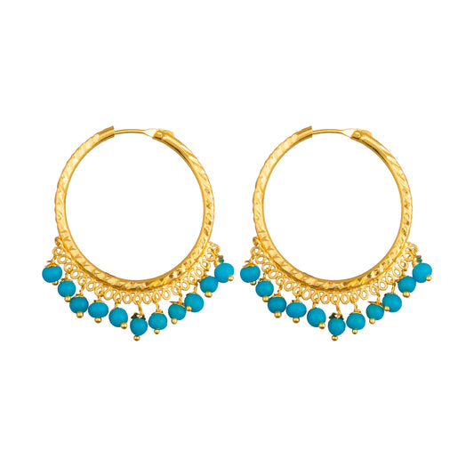 Shining Jewel Gold Plated Traditional Bali Stud Hoop Earrings for Women (SJ_1530)