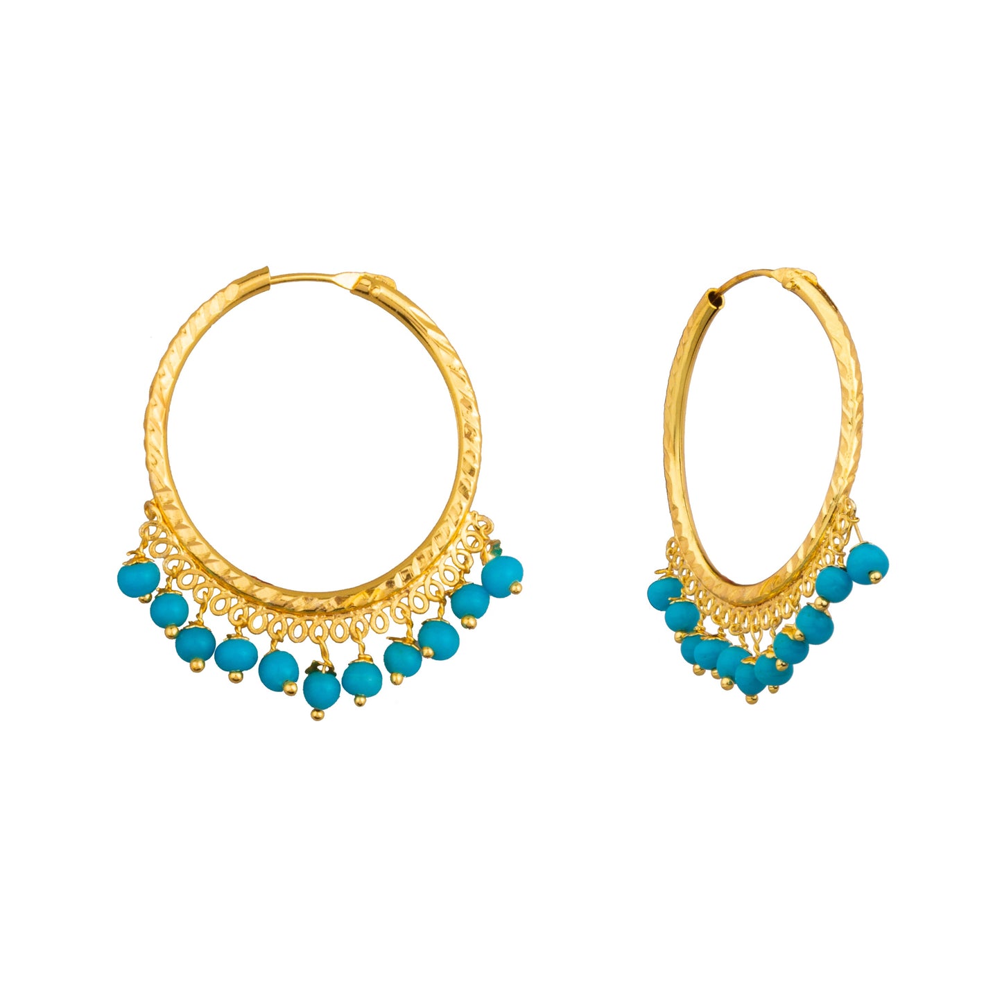 Shining Jewel Gold Plated Traditional Bali Stud Hoop Earrings for Women (SJ_1530)
