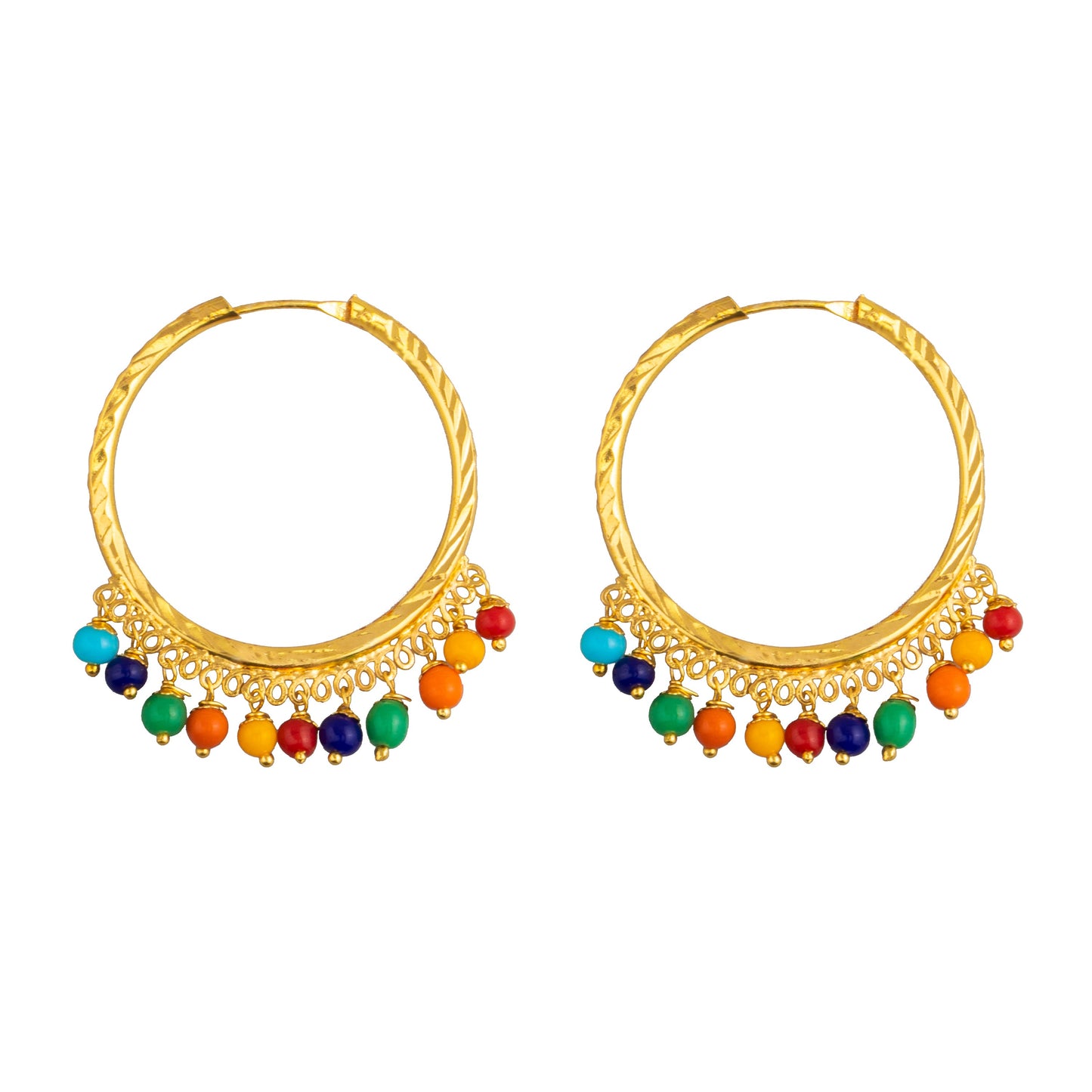 Shining Jewel Gold Plated Traditional Bali Stud Hoop Earrings for Women (SJ_1531)