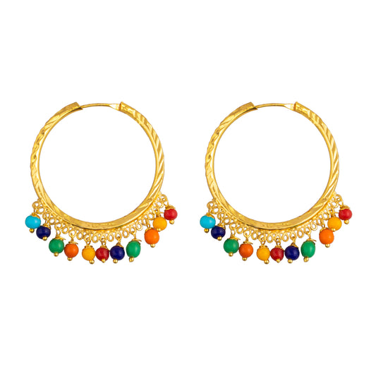 Shining Jewel Gold Plated Traditional Bali Stud Hoop Earrings for Women (SJ_1531)
