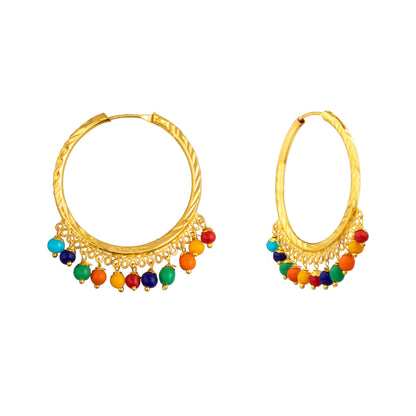 Shining Jewel Gold Plated Traditional Bali Stud Hoop Earrings for Women (SJ_1531)