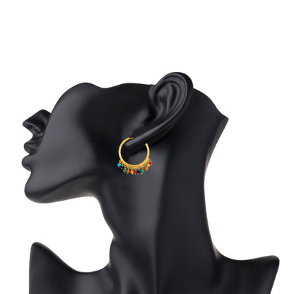 Shining Jewel Gold Plated Traditional Bali Stud Hoop Earrings for Women (SJ_1531)