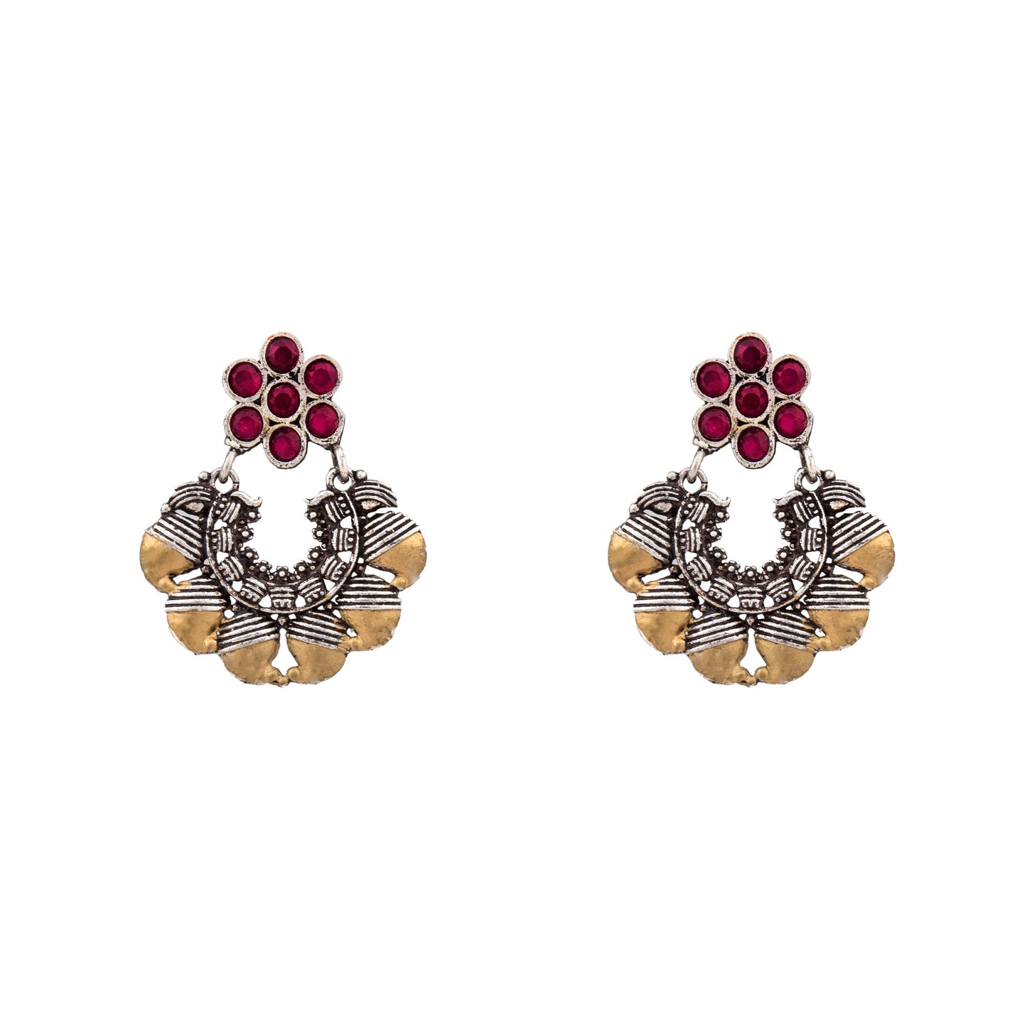 Shining Jewel Antique Two tone Gold & Silver Plated Oxidised Afghani Peacock Drop Earrings for Women & Girls (SJ_1532)