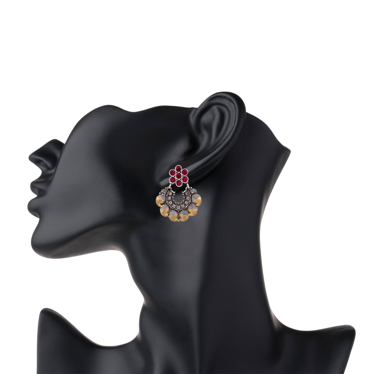 Shining Jewel Antique Two tone Gold & Silver Plated Oxidised Afghani Peacock Drop Earrings for Women & Girls (SJ_1532)