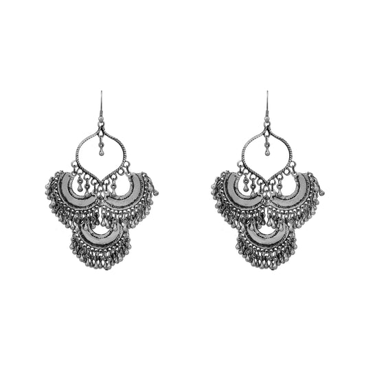 Shining Jewel Oxidised Silver Plated Antique Afghani Chandbali Earring for Women (SJ_1534)
