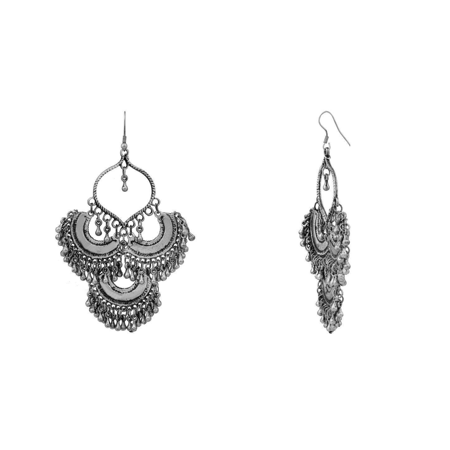 Shining Jewel Oxidised Silver Plated Antique Afghani Chandbali Earring for Women (SJ_1534)