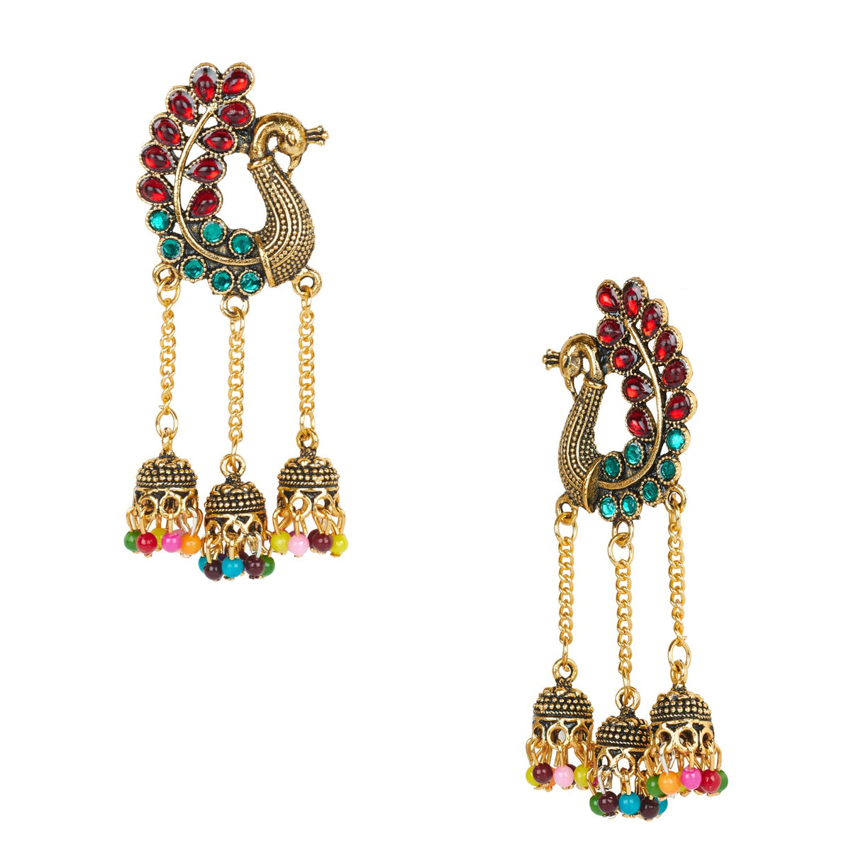 Humka Traditional Antique Gold Jhumka Earrings for Women 22K (SJ_1538 ...