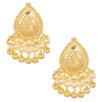 24K  Traditional Indain Ethnic Bridal Plain Gold Studs for Women (SJ_1542)