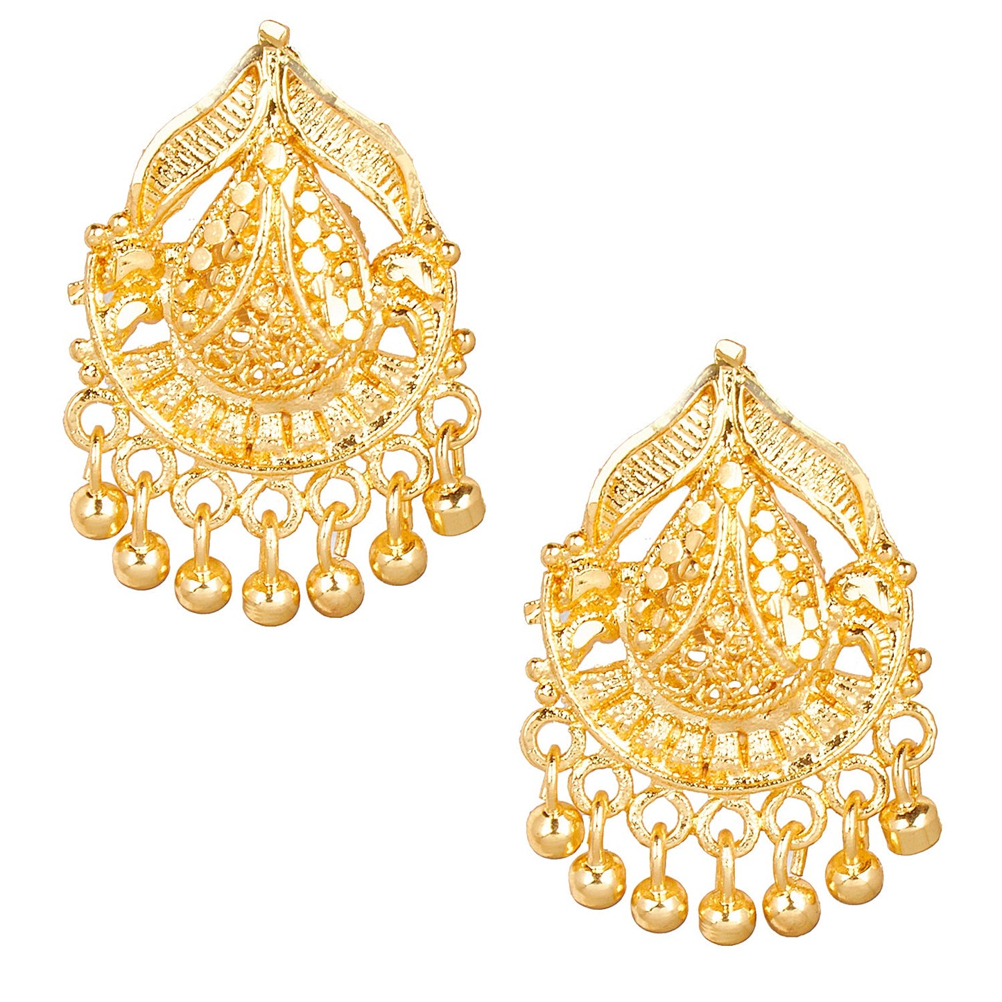 24K  Traditional Indain Ethnic Bridal Plain Gold Studs for Women (SJ_1543)